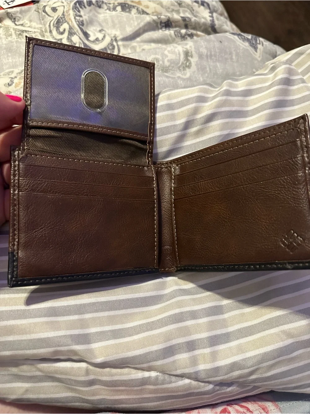 Columbia Brown and Black Leather Men's Bifold Wallet
